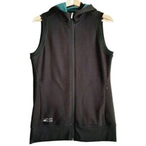 ADIDAS Hooded Vest Full Zip Fleece Lined Black Sz M